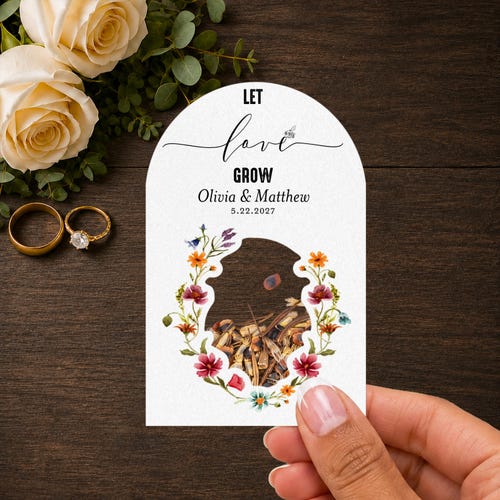 Personalized Wildflower Seed Packet Wedding Favors, Eco Friendly Bridal Keepsake for Guests, Unique, Cute, Let Love Grow | ShakerSeeds®