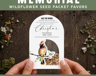 CELEBRATION OF LIFE Seed Packets, Personalized Wildflower Favors, Memorial in Loving Memory, Keepsake Gift for Guests | ShakerSeeds®