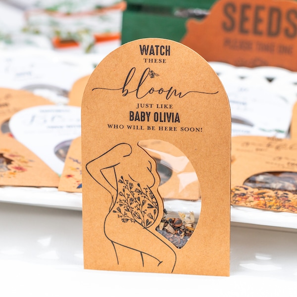 BABY IN BLOOM Seed Packet Favors • Baby Shower Favors • Wildflower Party Theme • Eco-Friendly • Bespoke • ShakerSeeds® 168K