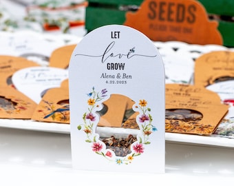 FAVORES DE PAQUETES DE SEMILLAS • Deja crecer el amor • Boda • Flores silvestres • Regalo ecológico personalizado • Hecho a medida • ShakerSeeds® - 120S