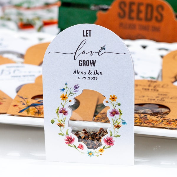 SEED PACKET FAVORS • Let Love Grow • Wedding • Wildflowers • Personalized Eco-Friendly Gift • Bespoke • ShakerSeeds® - 120S