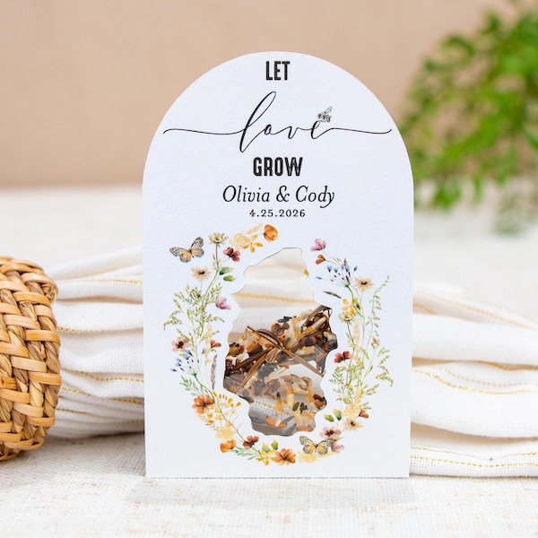 LET LOVE GROW Wedding Favors: Wildflower Seed Packets • Eco-Friendly • Personalized • Sustainable • Bespoke • ShakerSeeds® - 67S