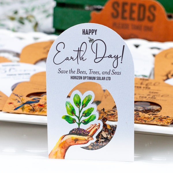 EARTH DAY FAVORS • Seed Packet • Wildflowers • Corporate Giveaways • Customer Appreciation • Personalized Eco-Friendly • ShakerSeeds® - 308