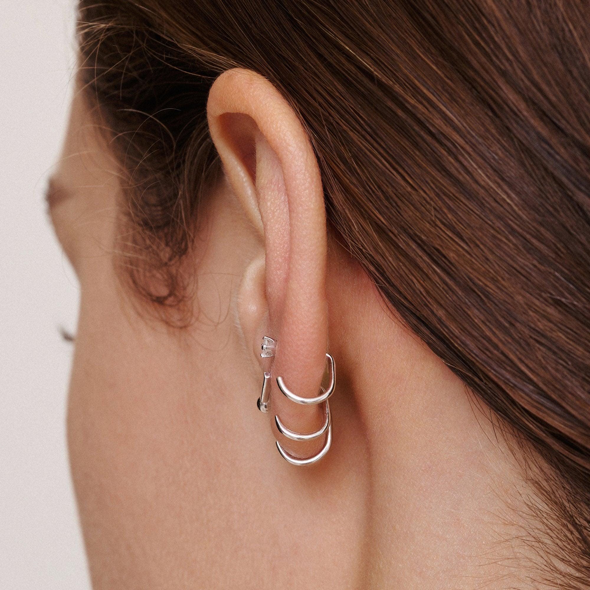 Stay Close Gem Hoops Set • 925 Sterling Silver • Open Huggie