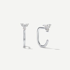 Stay Close Trinity Hoops • 925 Sterling Silver • Open Huggie Earring • Trio Stud Earring • Ear Threader Hugger • Dainty • Minimalist