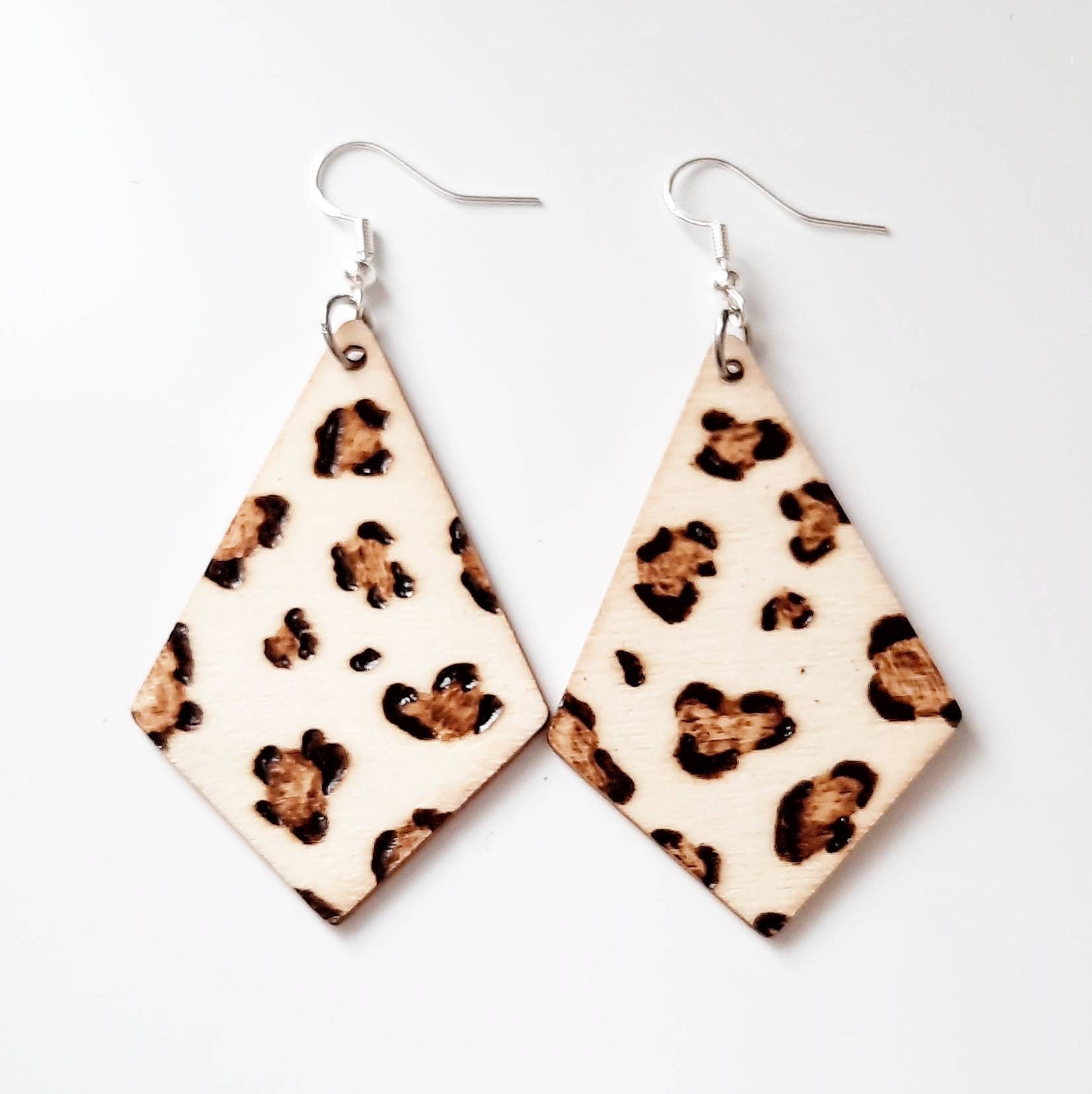 thumbnail image 2 of Tibetan Silver Dangle Earrings - Leopard Animal Lover Big Cat - Lytham Craft Co UK 2 of 5
