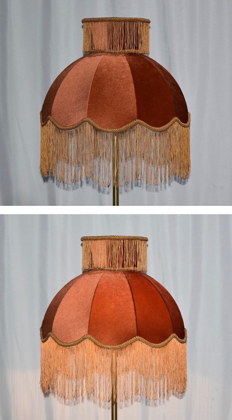 Luxury Lampshade With Tassels Orange Velvet Victorian Etsy