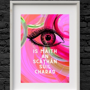 Gravure du proverbe irlandais - Is maith an scáthán súil charad - L’œil d’un ami est un bon miroir