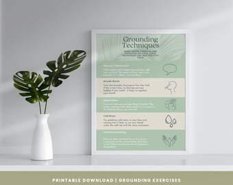 Ejercicios de conexión a tierra / Folleto para terapeutas / Práctica privada / Apoyo a la ansiedad / Salud mental imprimible / Asesoramiento / Técnica de conexión a tierra
