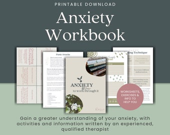 Anxiety Workbook & Toolkit - Digital Download | Anxiety Printable | Anxiety Help | Anxiety Relief | Planner Printable | Mental Health | CBT
