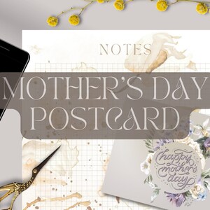 Muttertagspostkarte | Blumen | Druckbares Briefpapier | Blumenpostkarte | Digitaler Download