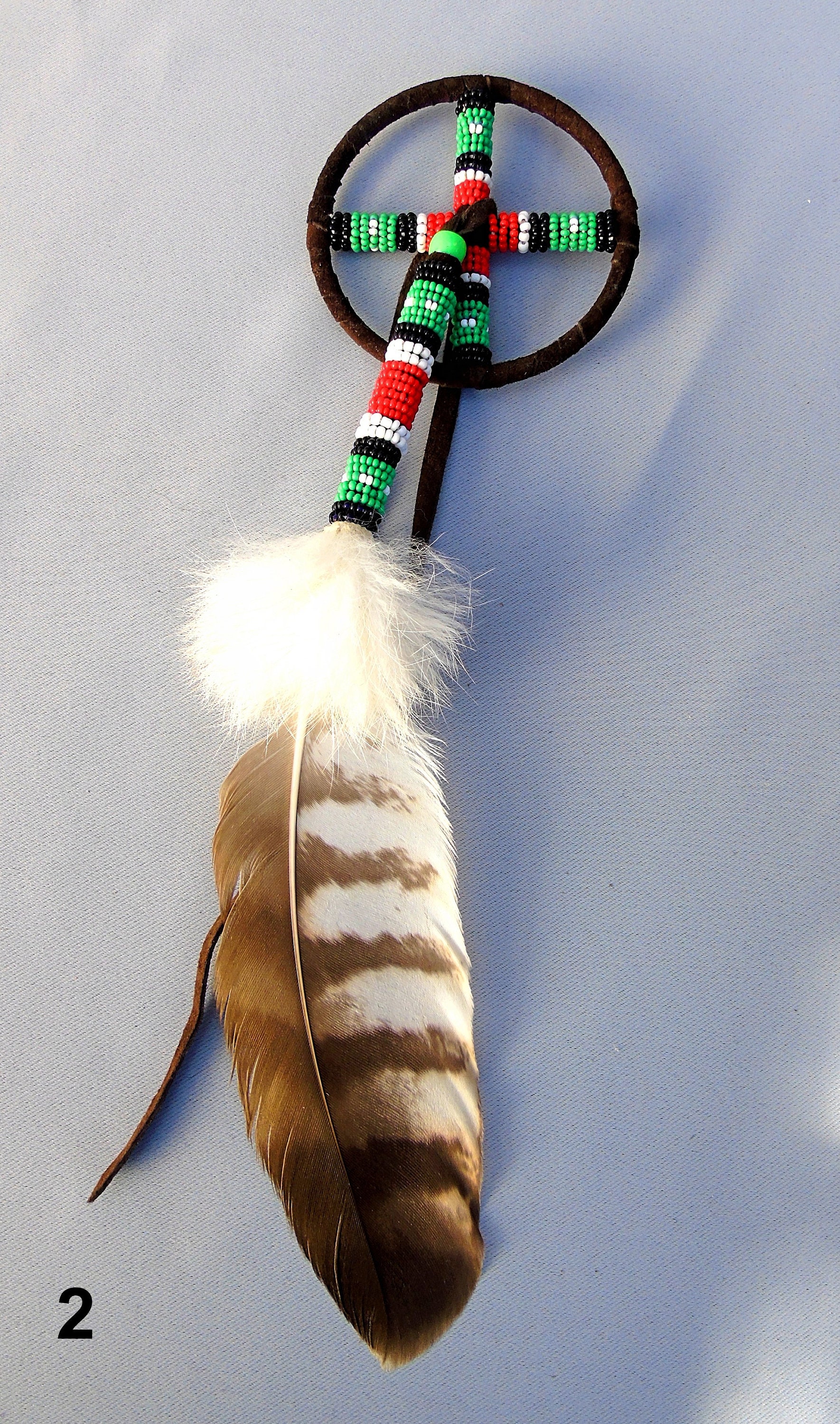 Medicine Wheel With Feather Beaded Great Plains American - Etsy