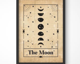 Moon Tarot Card Poster: Celestial Boho Wall Art (Digital Download)
