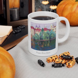 Prague River Scene, Art, Ceramic Mug 11oz