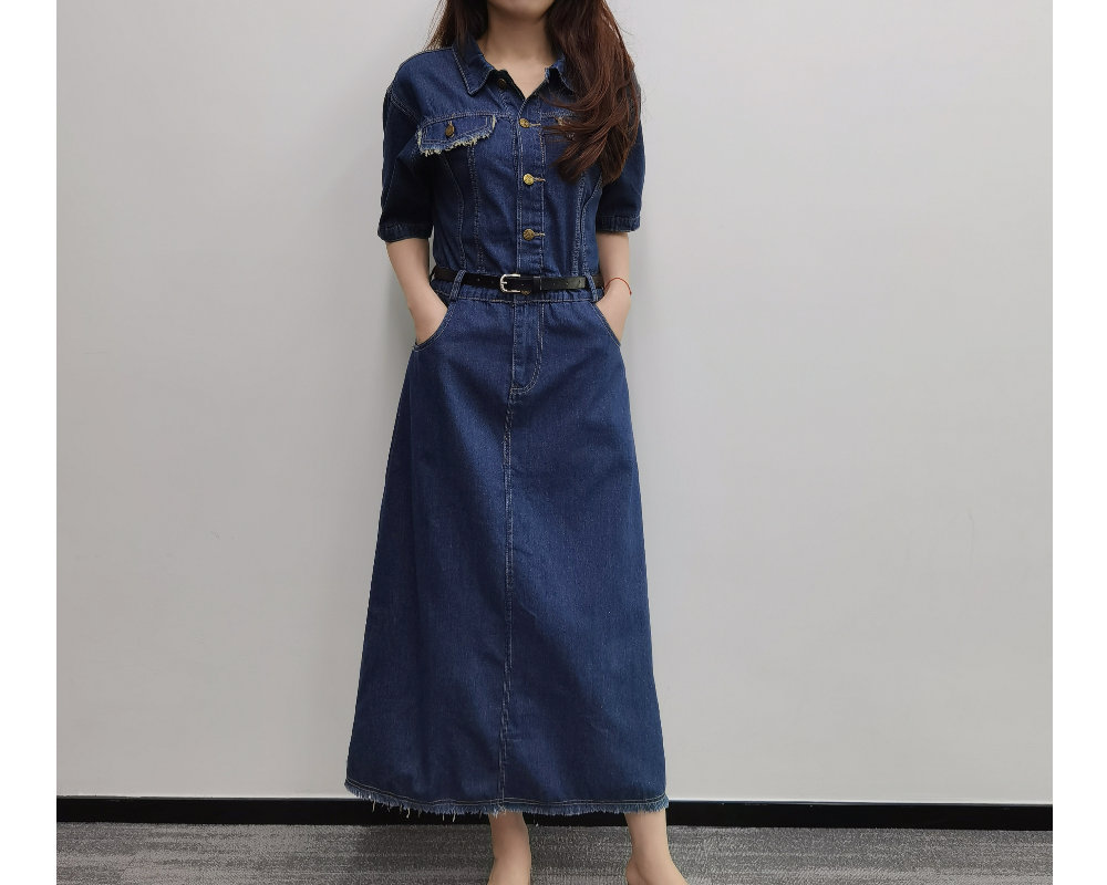 knee length dresses for ladies Lady Black Tie - Midnight Rodeo Denim Midi Dress main image 0