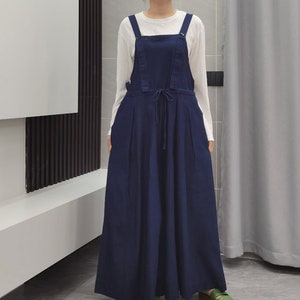 Women&#39;s Overalls, Loose Casual Overalls with Pocket, Elastic Waist Tie Overalls, Denim Overalls, Sleeveless Overalls, US Size XS-L
