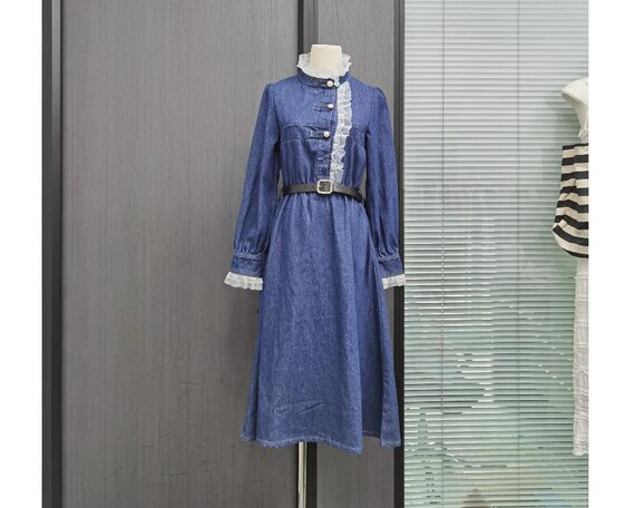 dress sketch design Women's Weekend Tie Waist Denim Midi Dress – Billy T – billytshop main image 1