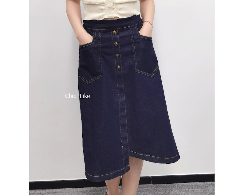 Plus Size Denim Skirt With Elastic Waist
