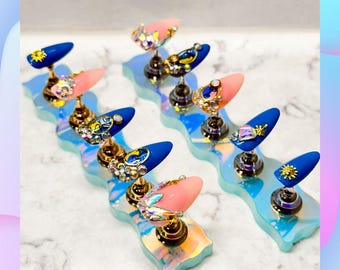 Moonlight Royalty Press-On Nails | Handmade Nail Art | Reusable Nails