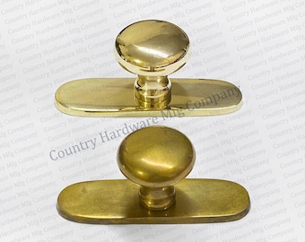 Antique Unlacquered Round Knob with Short Backplate