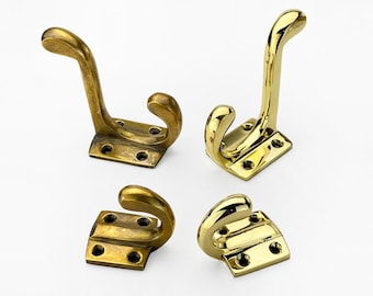 Antique Unlacquered Brass Hooks