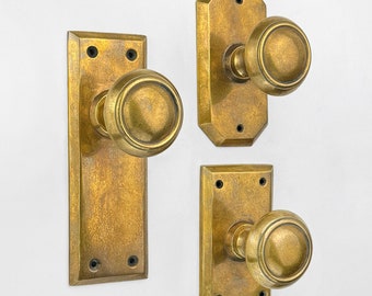 Antique Unlacquered Brass Regency Door Knobs