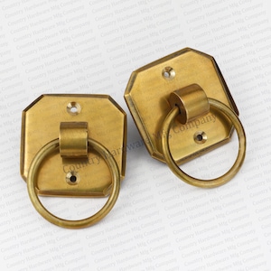 Antique Unlacquered Brass Hexa Ring Pull