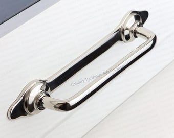 Polished Nickel Brass Pulls with Backplate