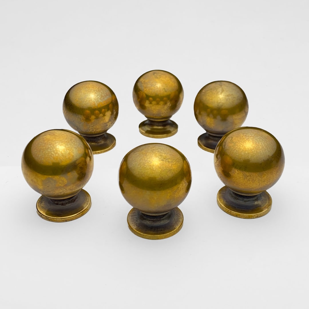 Antique Brass Ball Knob Unlacquered Brass Knobs Vintage Drawer Pulls Dresser Handle