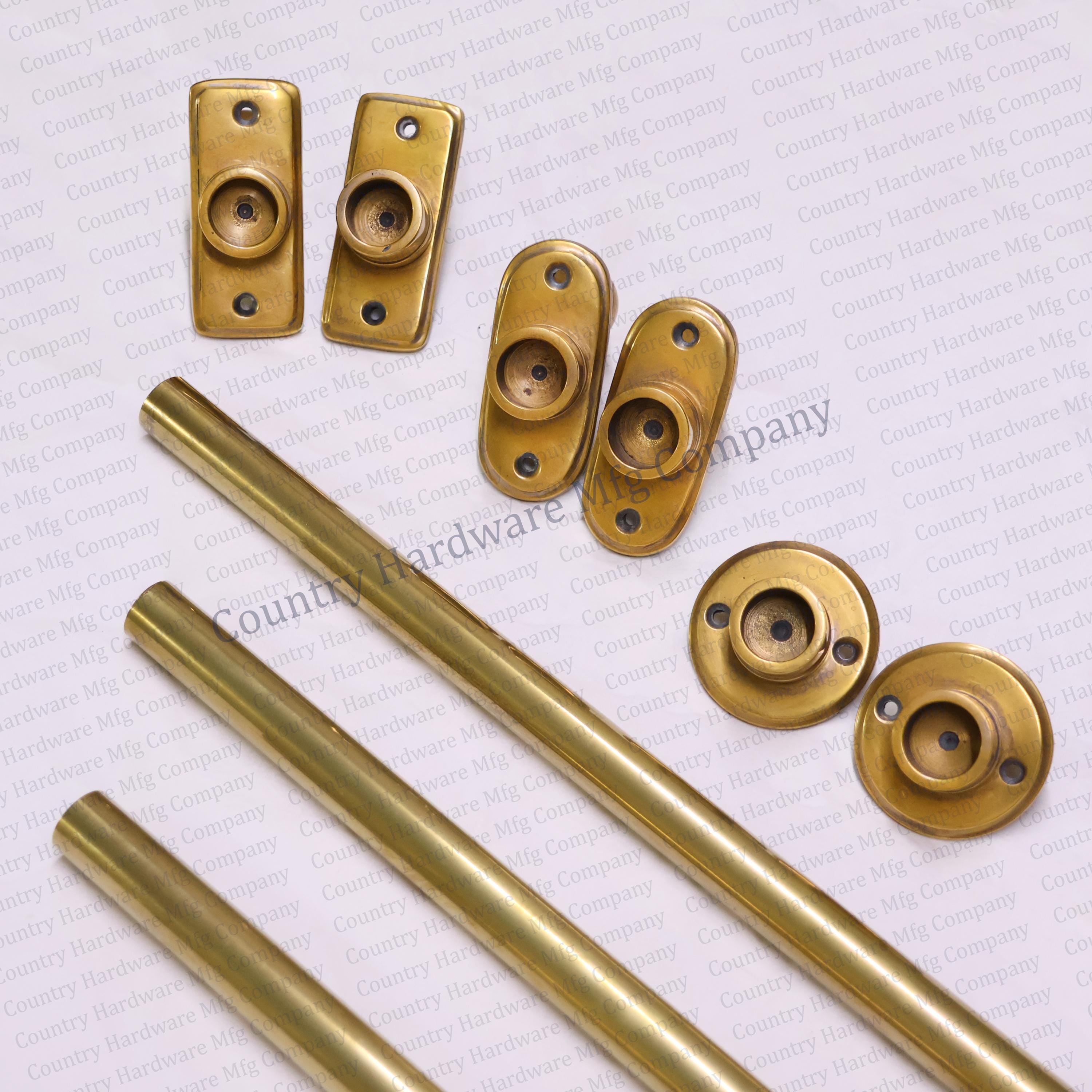 Solid Brass Inside Mount Cafe Curtain Rod - Unlacquered Antique Finish