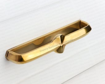 Antique Unlacquered Brass Apex Pulls with Backplate