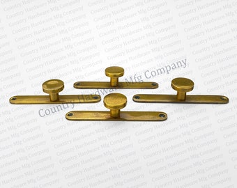 Antique Unlacquered Flat Knob with Long Backplate