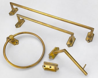 Unlacquered Antique Brass Edwardian Bath Accessories