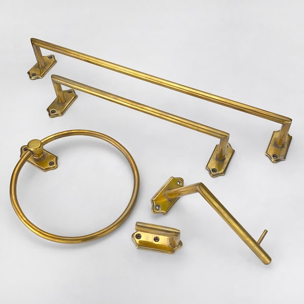 Unlacquered Antique Brass Edwardian Bath Accessories