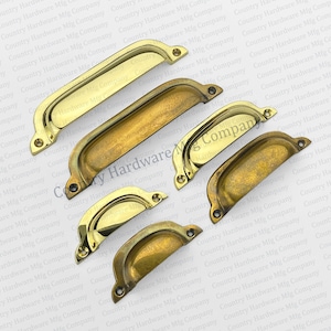Antique Unlacquered Bin Pulls Unlacquered Brass Hardware Dresser Cup Pulls