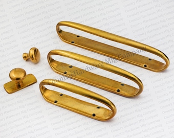 Antique Unlacquered Brass Ellipse Handles