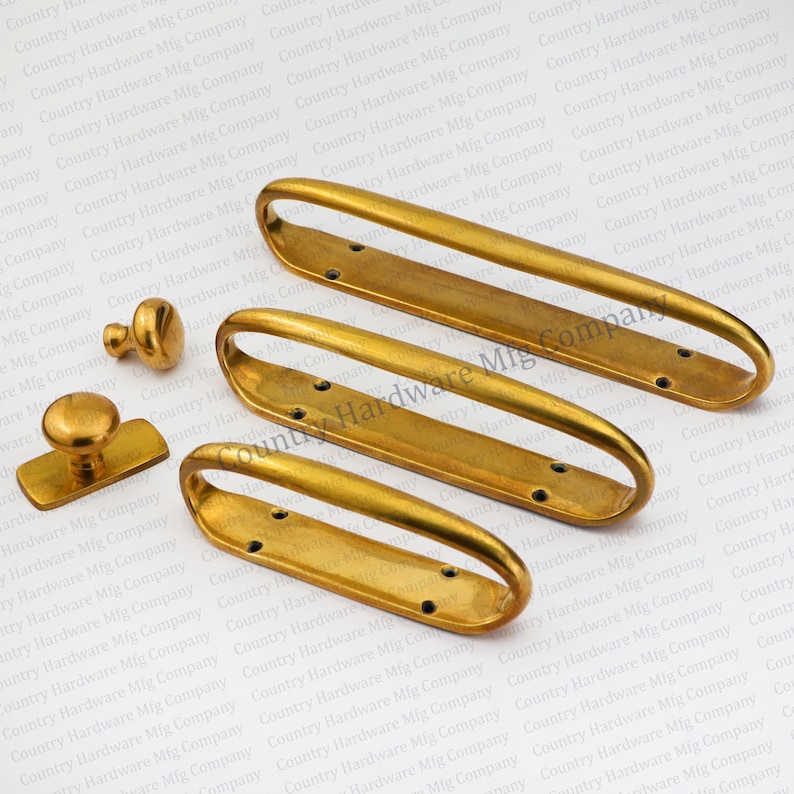 Antique Unlacquered Brass Ellipse Handles bild 1