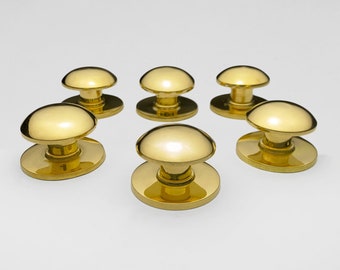 Round Knobs with Backplate Unlacquered Brass Cabinet Knobs Polished Cupboard Knobs and Pulls
