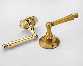 Antique Unlacquered Brass Heritage Door Handle