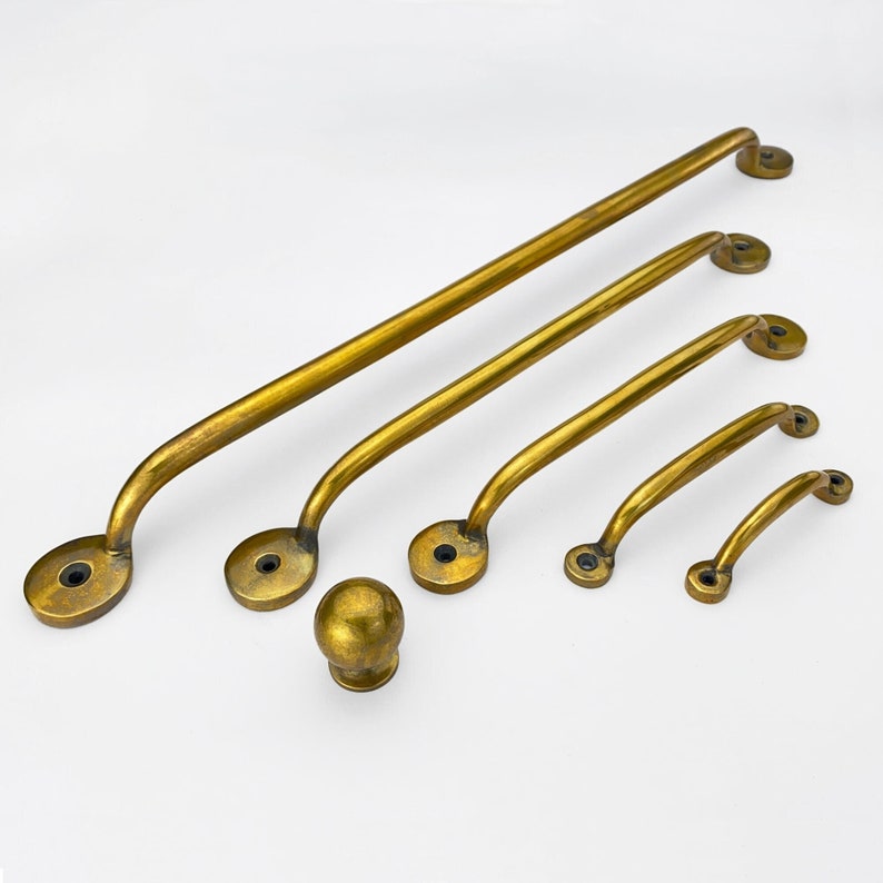 Unlacquered Antique Brass Bubble Handles image 1