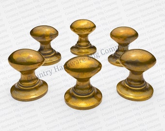 Solid Brass Oval Cabinet Knob - Unlacquered Antique Finish