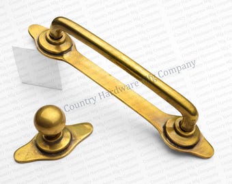 Unlacquered Solid Antique Brass Pulls with Backplate