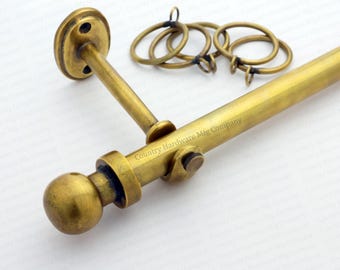 Round Curtain Rod Unlacquered Antique Brass