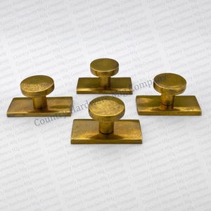 Unlacquered Antique Flat Knob with Rectangle Backplate