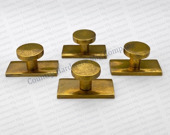 Unlacquered Antique Flat Knob with Rectangle Backplate