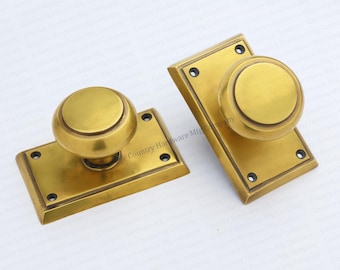 Antique Unlacquered Brass Manor Door Knob Dummy