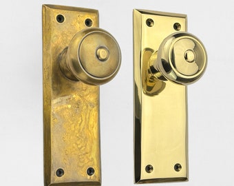 Unlacquered Antique Brass Door Knobs