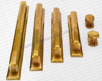 Unlacquered Antique Brass Cross Pulls with Backplate