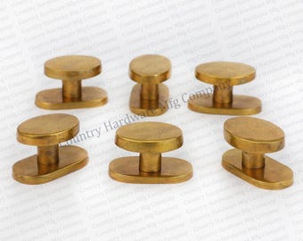 Antique Ovoid Knob with Backplate Solid Unlacquered Brass