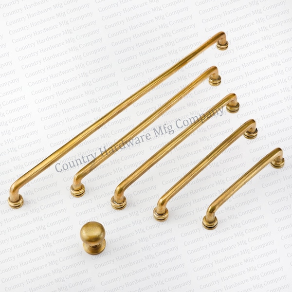 Unlacquered Antique Brass Button Handles